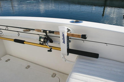 Vertical rod holder added for storage during transit across river or lake.